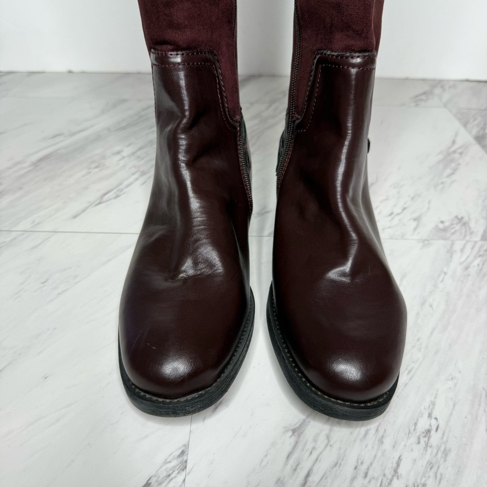 Franco Sarto Merina Burgundy Brown Wide Calf Tall Riding Boot 8M - Picture 11 of 15
